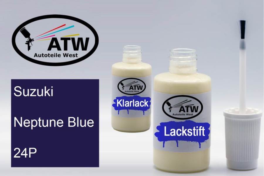 Suzuki, Neptune Blue, 24P: 20ml Lackstift + 20ml Klarlack - Set, von ATW Autoteile West.